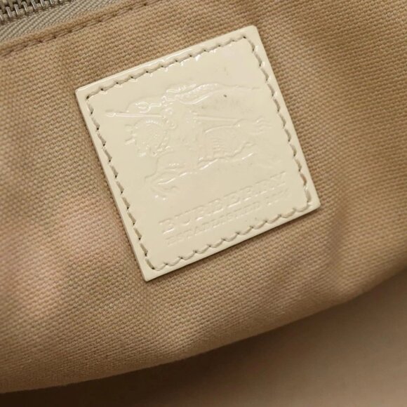 BURBERRY Nova Check Tote Bag PVC Ivory Silver Auth MX420 - Picture 10 of 16